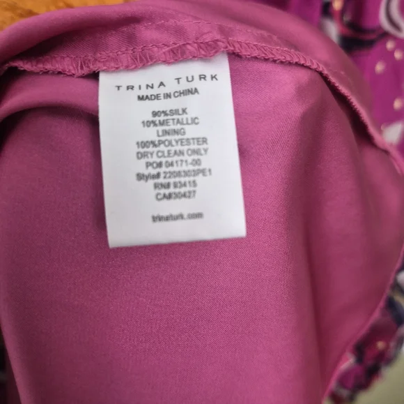 Trina Turk Saka Floral Silk Drrss Large - Picture 3 of 7